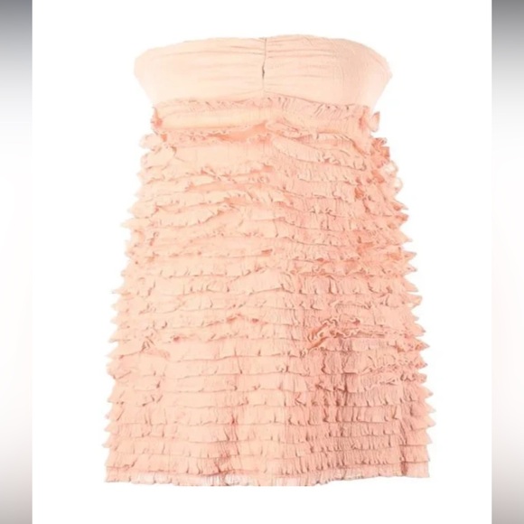 J. Crew Collection Strapless Ruffled Dress in Light Peach Pink Size Large - Picture 1 of 8